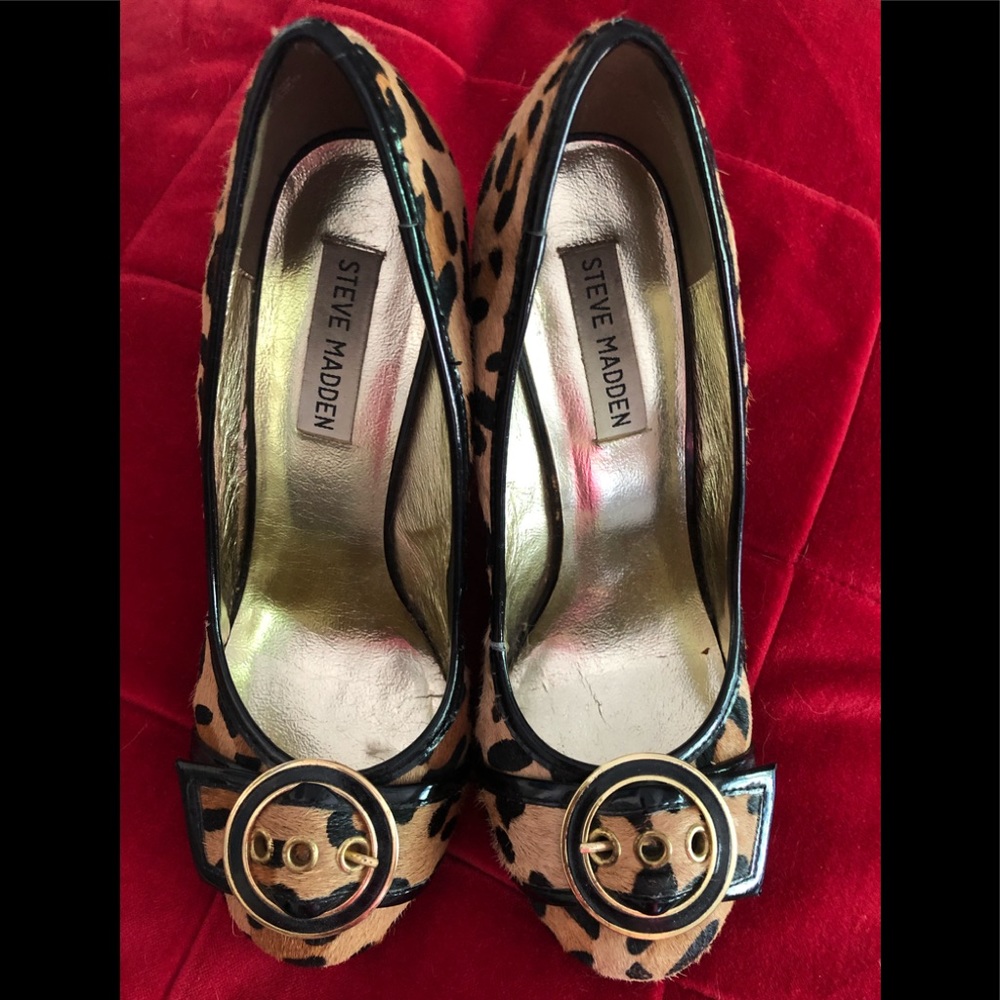 Steve Madden Leopard print, pony hair  heels.